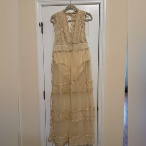 FP Movement by Free People Cream Lace Jumpsuit